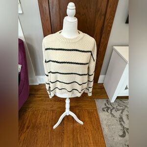 Cream Navy Striped Sweater